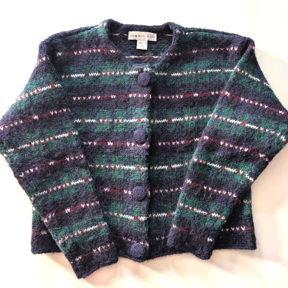 Vintage Summit Hill mohair blend boxy oversized cardigan w big buttons. Small